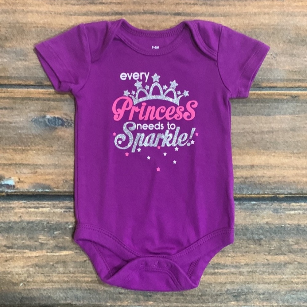 3-6Mo Girls Short Sleeve Bodysuits - Purple Princess